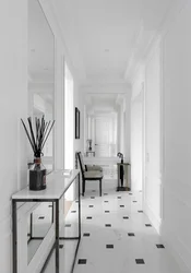 Black and white interior hallway photo