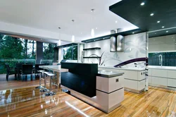 Kitchen with living room high tech photo design