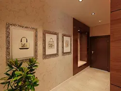 Light brown wallpaper in the hallway photo