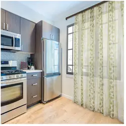 Long curtains for the kitchen in the interior photo