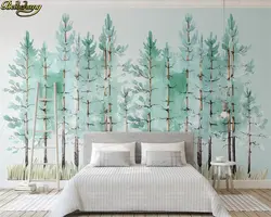 Фотообои лес в интерьере спальни
