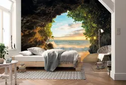 Photo wallpaper forest in the bedroom interior