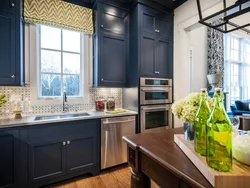 Blue and brown in the kitchen interior