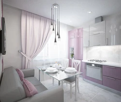 Gray pink kitchen design