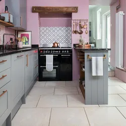 Gray pink kitchen design