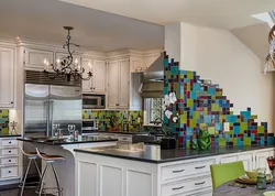 Kitchen Interior With Colored Aprons