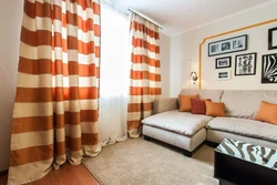 Orange Curtains In The Bedroom Interior
