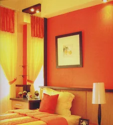 Orange Curtains In The Bedroom Interior