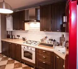 Brown Stove In The Kitchen Interior