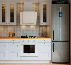 White hood in the kitchen interior