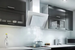 White hood in the kitchen interior