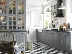 Gray scandinavian kitchen interior