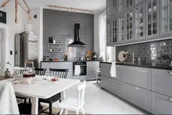 Gray Scandinavian Kitchen Interior