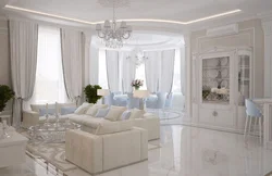 Белая гостиная в интерьере классика