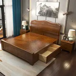 Solid wood bedroom bed photo