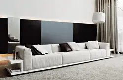 Straight sofa in the living room interior