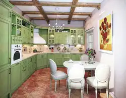 Зеленая кухня прованс в интерьере