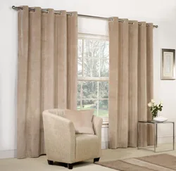 Canvas curtains in the living room interior