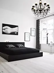Bedroom interior with black furniture photo