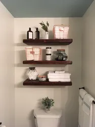 Bathroom shelves on the wall photo