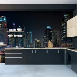 Night city kitchen photo