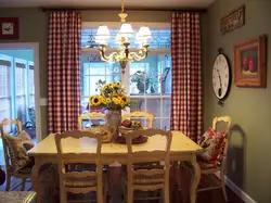 Checkered wallpaper in the kitchen interior