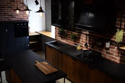 Dark loft kitchen photo