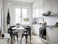 Белая Кухня С Черным Столом Фото