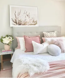 Photo of pillows in the bedroom interior photo