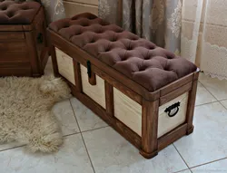 Wooden banquette in the hallway with your own hands photo made of wood