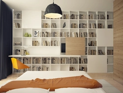 Shelving in the bedroom interior
