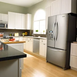 Photo Of A Kitchen With A White Refrigerator