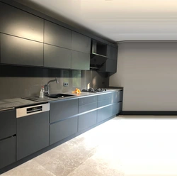 Graphite-colored kitchens in the interior photo