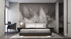 Обои перья дизайн спальни