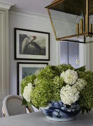 Artificial flowers in the kitchen interior