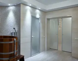 Glass door for bathroom photo