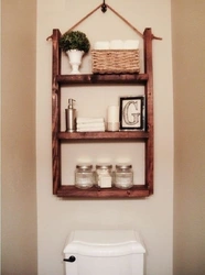 Wooden Shelves In The Bathroom Photo