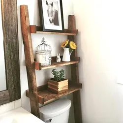 Wooden Shelves In The Bathroom Photo