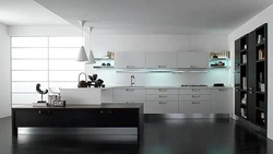 Interiors white kitchen black floor