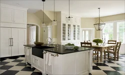 Interiors white kitchen black floor