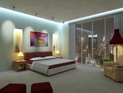 Interior bedroom walls with lighting