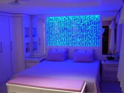 Інтэр'ер сцен спальні з падсветкай