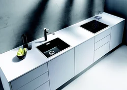 White Kitchen Black Sink Photo