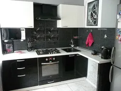 Black and white kitchen design in Khrushchev