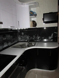 Black and white kitchen design in Khrushchev