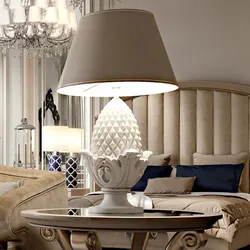 Table lamps in the bedroom in the interior