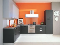 Kitchen in gray-orange tones photo