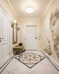 Hallway Interior With Marbled Wallpaper