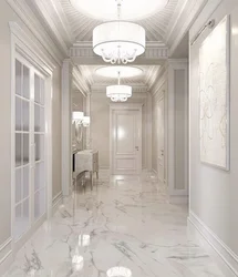 Hallway Interior With Marbled Wallpaper