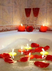 Bath with roses and candles photo